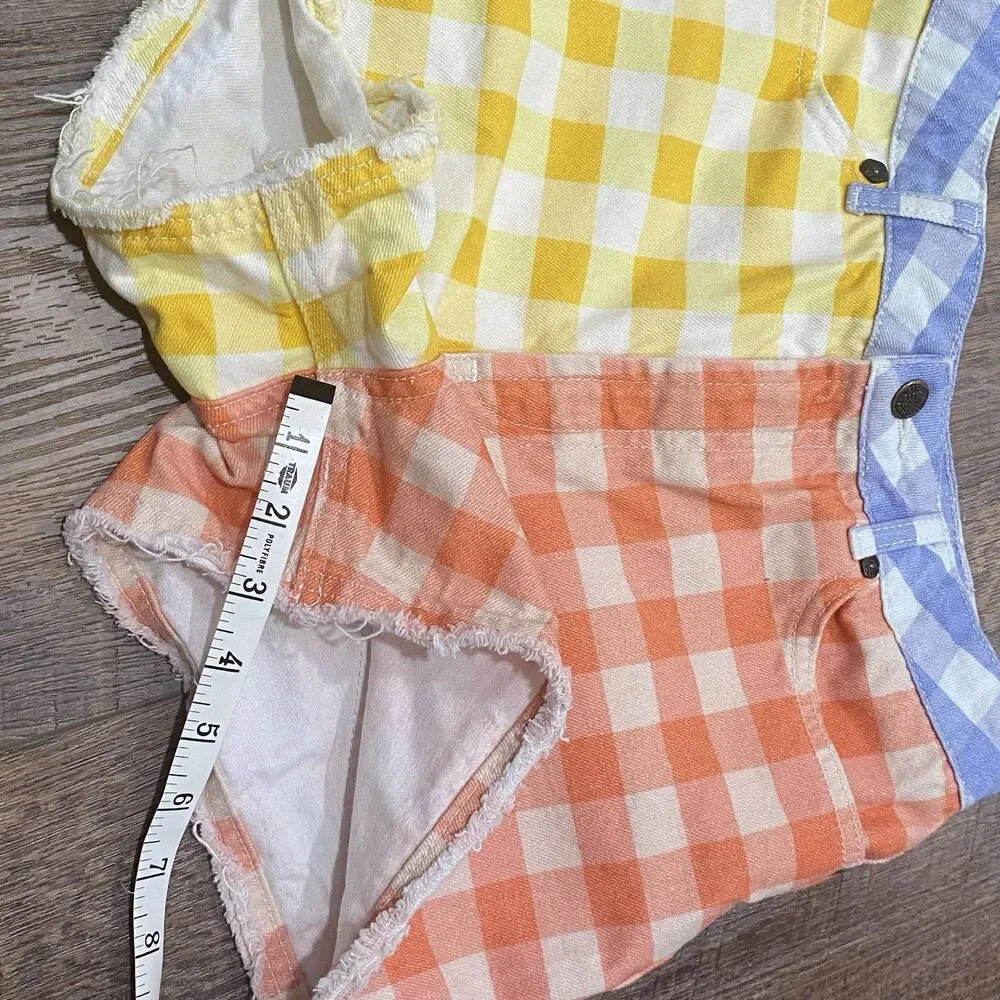 Anthropologie FARM RIO Gingham Cutoff Raw Denim Shorts Womens Small Multicolor - Picture 5 of 9